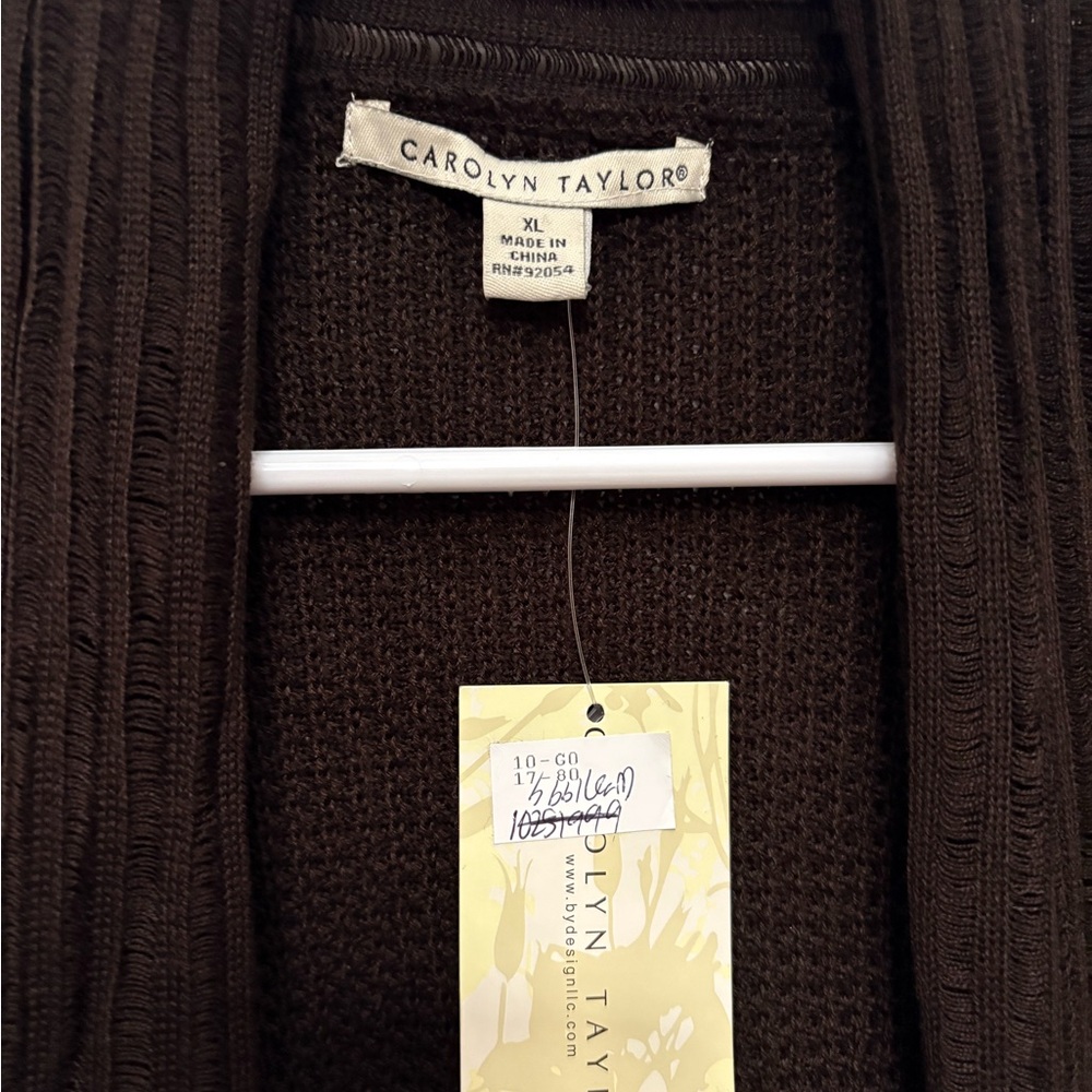 Carolyn Taylor Brown Cardigan Sweater Lightweight Knit - Picture 4 of 9
